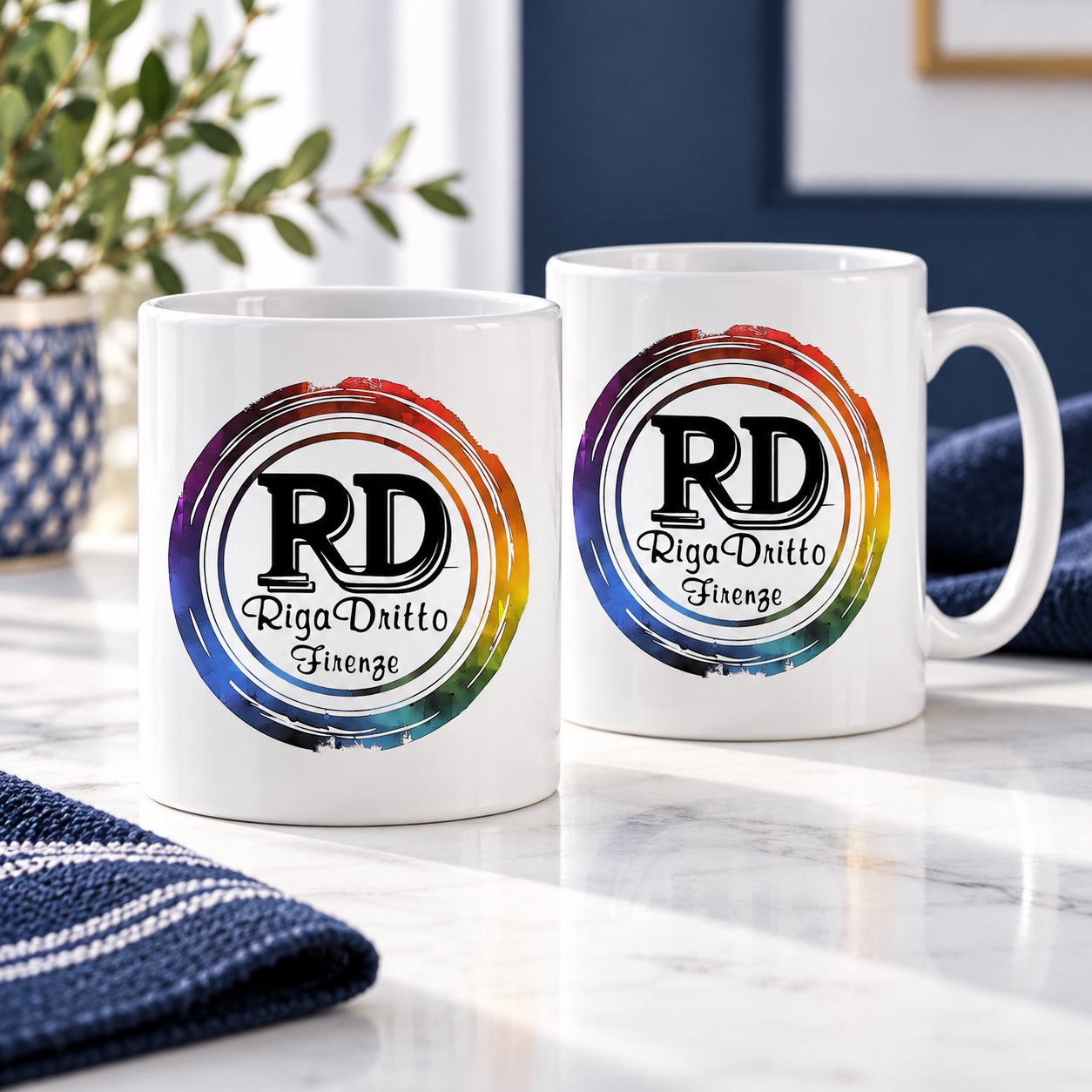 Tazze personalizzate con logo Riga Dritto